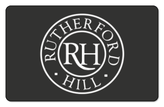 Rutherford hill logo on a black background